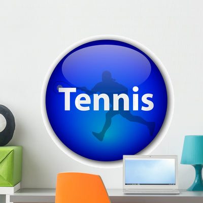 Tennis Button Wall Decal shown on a wall