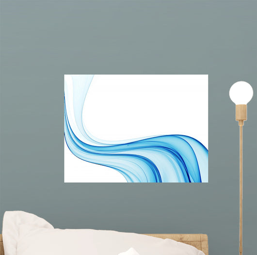 Blue Abstract Wavy Lines Wall Decal