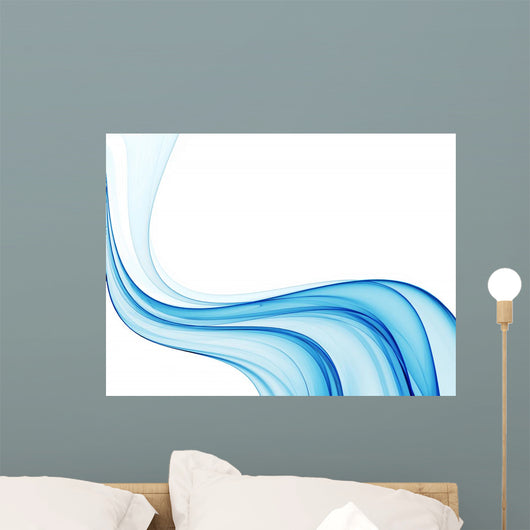 Blue Abstract Wavy Lines Wall Decal