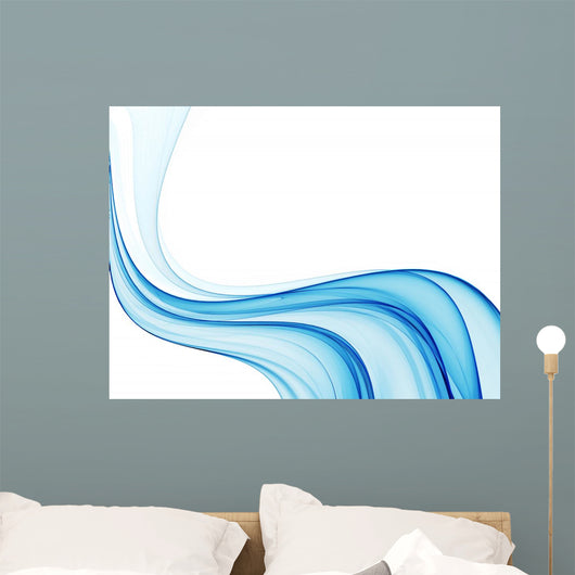 Blue Abstract Wavy Lines Wall Decal