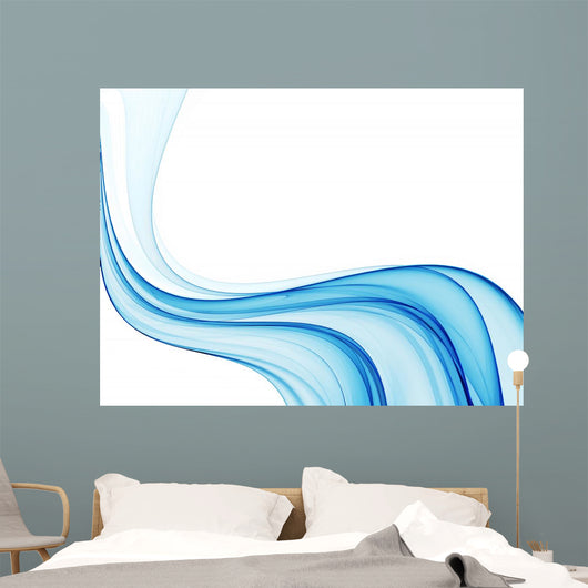 Blue Abstract Wavy Lines Wall Decal