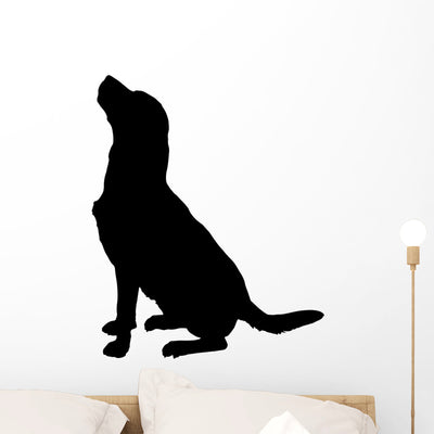 Vector Silhouette Dog Wall Decal shown on a wall