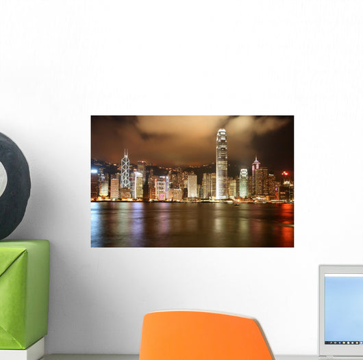 Hong Kong Skyline Lights at Night Wall Decal