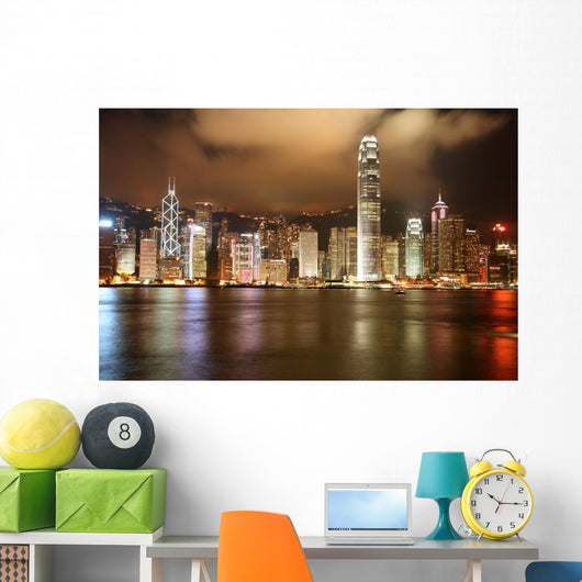 Hong Kong Skyline Lights at Night Wall Decal