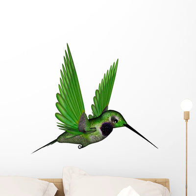 Black Hummingbird 3D Render Wall Decal shown on a wall