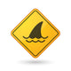 Caution Sign Shark Fin Wall Decal