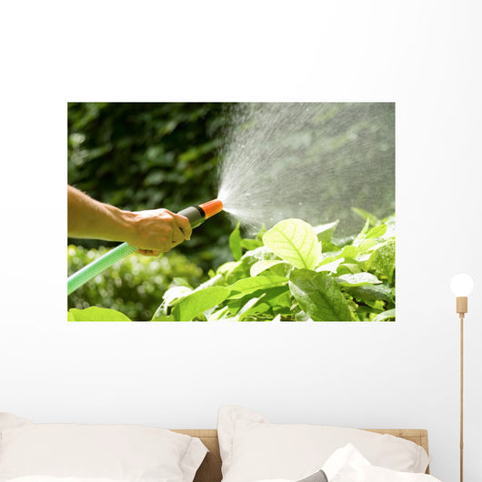 Watering Plants with Garden Wall Decal
