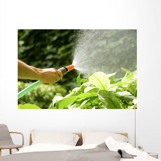 Watering Plants with Garden Wall Decal