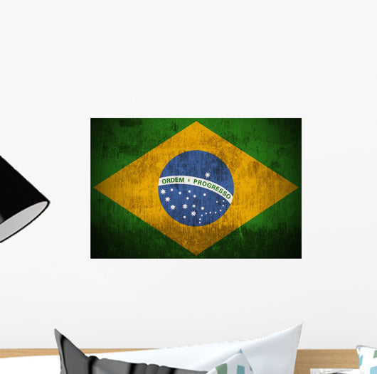 Weathered Flag Brazil Fabric Wall Decal