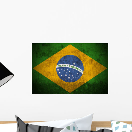 Weathered Flag Brazil Fabric Wall Decal