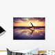 Silhouetted Woman Practicing Yoga on the Beach Wall Decal