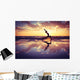 Silhouetted Woman Practicing Yoga on the Beach Wall Decal