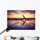 Silhouetted Woman Practicing Yoga on the Beach Wall Decal