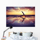 Silhouetted Woman Practicing Yoga on the Beach Wall Decal