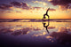 Silhouetted Woman Practicing Yoga at Sunset Wall Decal