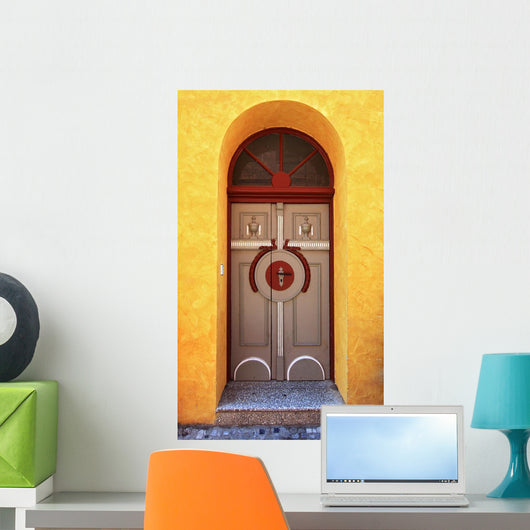 Door with Yellow Stucco Walls Wall Decal