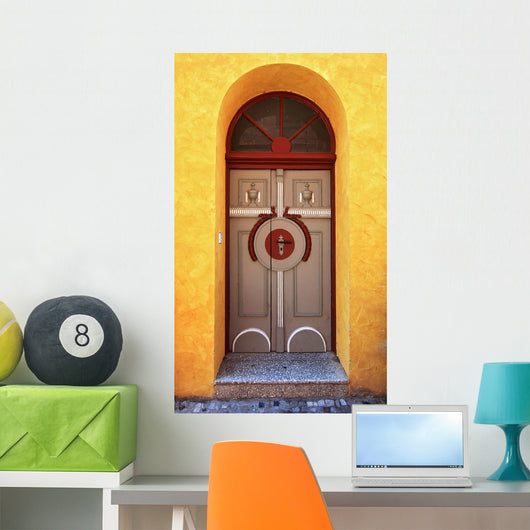 Door with Yellow Stucco Walls Wall Decal