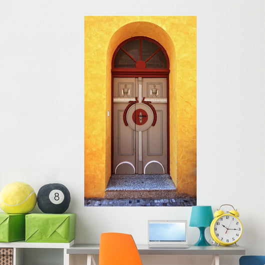 Door with Yellow Stucco Walls Wall Decal