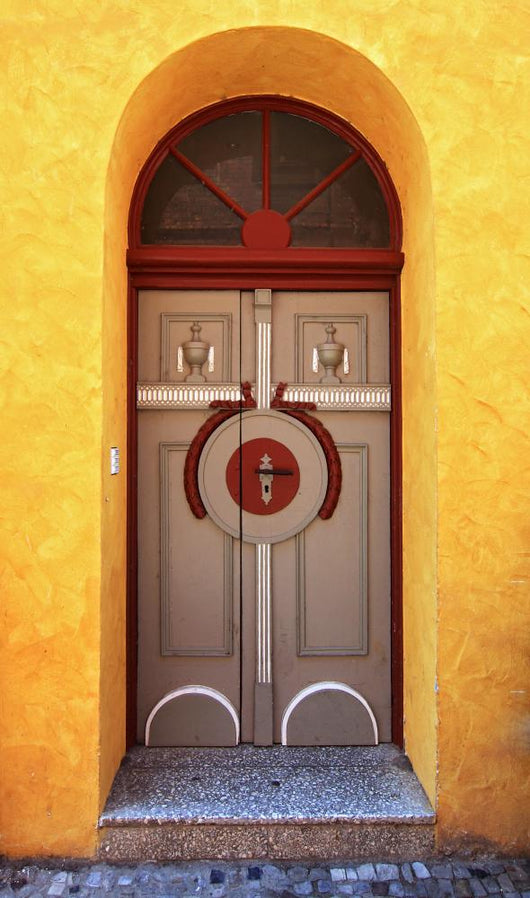 Door with Yellow Stucco Walls Wall Decal
