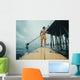 Surfer Paddles around Big Wall Decal