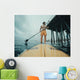 Surfer Paddles around Big Wall Decal