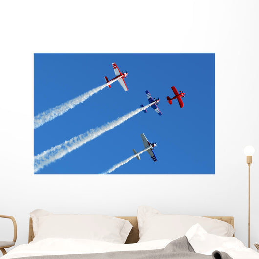 Stunt Aircraft Formation Blue Wall Decal