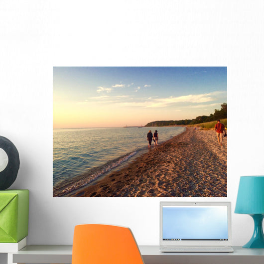 Family Walk along Shore Wall Decal