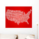 Word Cloud USA Map Wall Decal