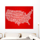 Word Cloud USA Map Wall Decal