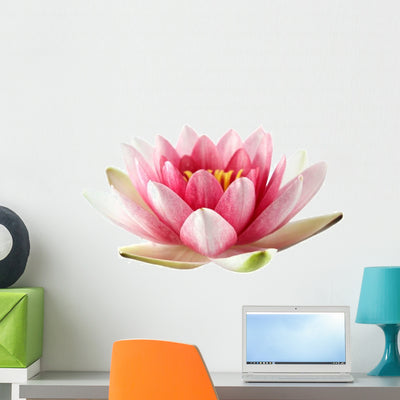 Open Lotus Waterlily Wall Decal shown on a wall