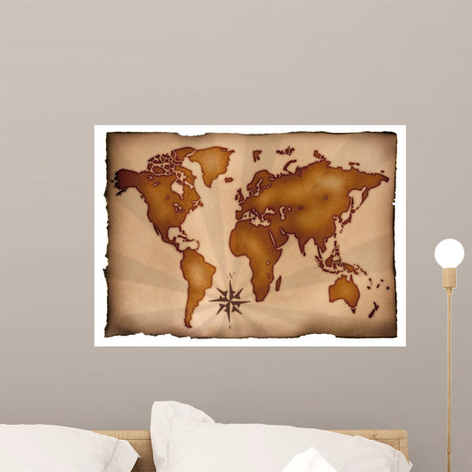 World Chart Ancient Parchment Wall Decal
