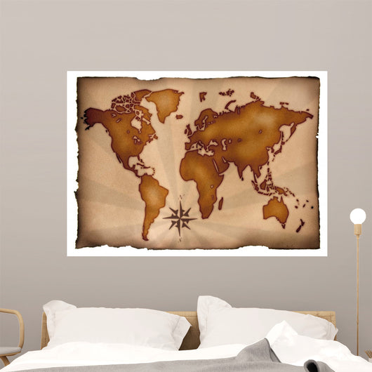 World Chart Ancient Parchment Wall Decal