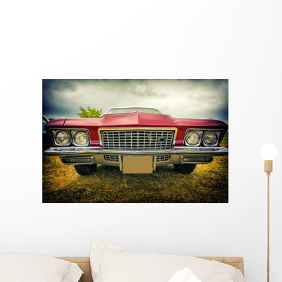 Old Vintage American Car Wall Decal shown on a wall