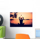Silhouetted Woman Practicing Yoga Wall Decal