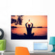 Silhouetted Woman Practicing Yoga Wall Decal