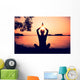 Silhouetted Woman Practicing Yoga Wall Decal