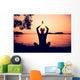 Silhouetted Woman Practicing Yoga Wall Decal