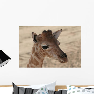 Baby Giraffe Wall Decal shown on a wall