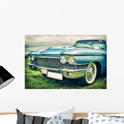 Vintage American Car Wall Decal shown on a wall