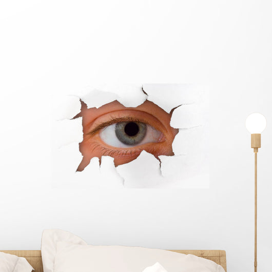 Eye Looking through Hole Wall Decal