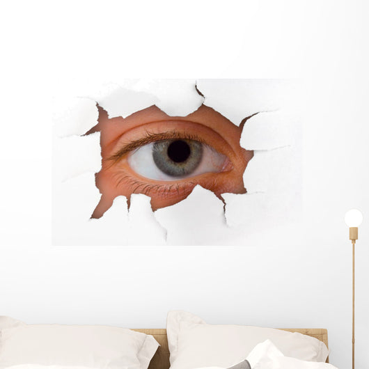 Eye Looking through Hole Wall Decal