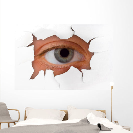 Eye Looking through Hole Wall Decal