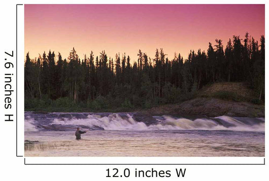 Man Fly-Fishing In River Wall Mural