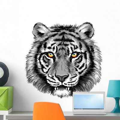 Powerful Tiger with Bright Wall Decal shown on a wall