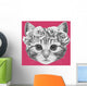 Cat with Floral Head Wall Decal