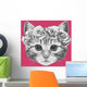 Cat with Floral Head Wall Decal