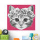 Cat with Floral Head Wall Decal