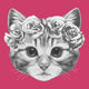 Cat with Floral Head Wall Decal