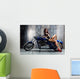 Blue Motorcycle Pin-up Wall Decal