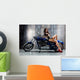 Blue Motorcycle Pin-up Wall Decal